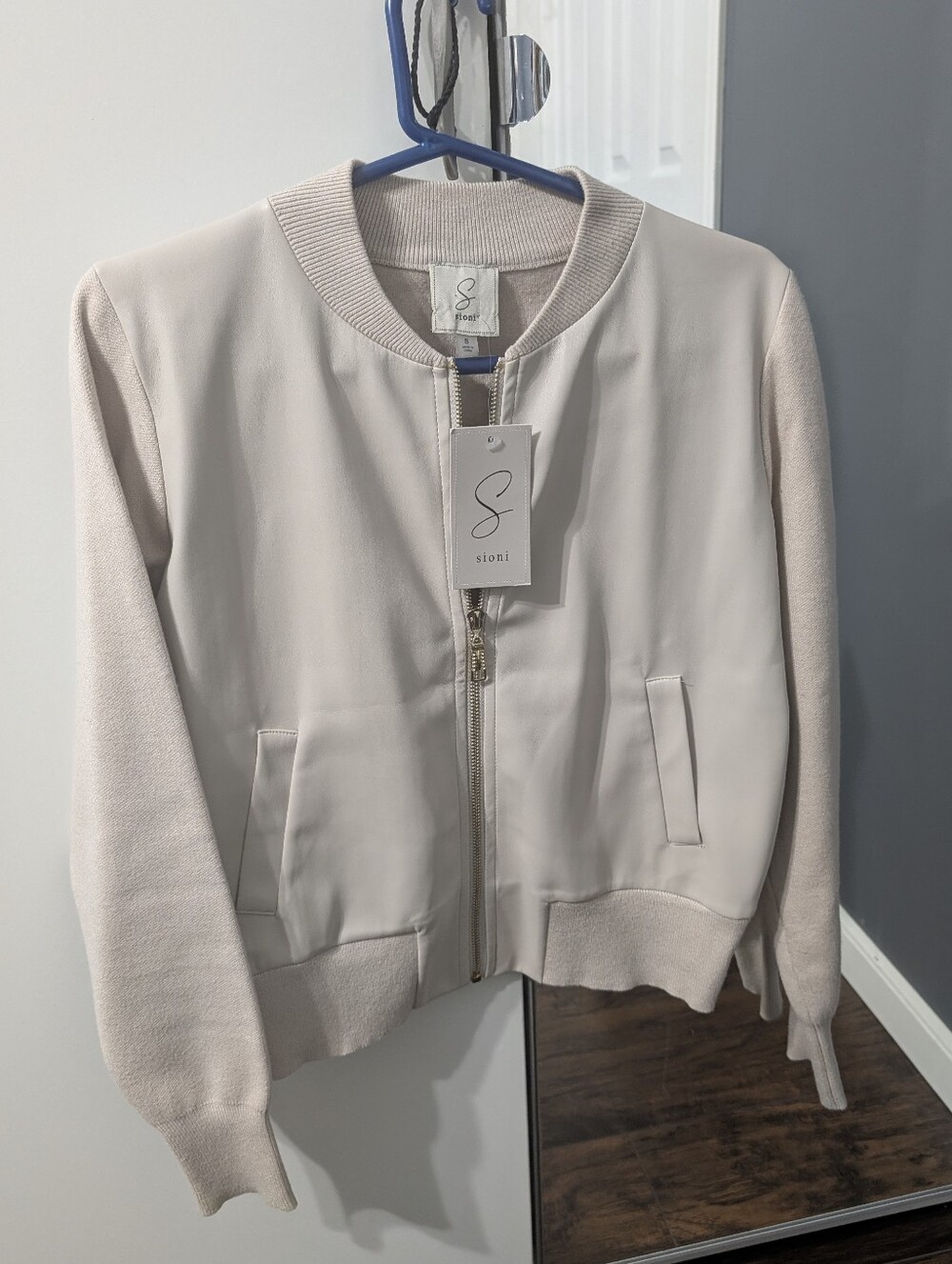 NWT Sioni Women's Cream/Beige Bomber Jacket